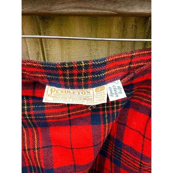Reworked Pendleton Wool Mini Skirt Red Holiday — M - Picture 3 of 3